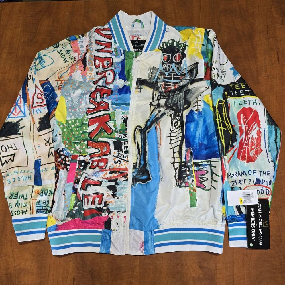 NEW Jean Michel Basquiat Members Only Unbreakable Graffiti Windbreaker Bomber M
